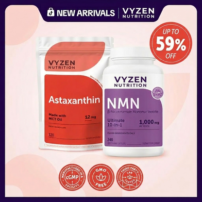 VYZEN Anti-Aging Bundle: Astaxanthin 12mg + NMN 1000mg