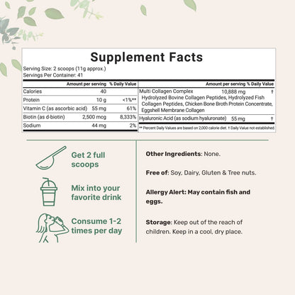 Multi Collagen Peptides Powder | 1 lb Unflavored Grass-Fed