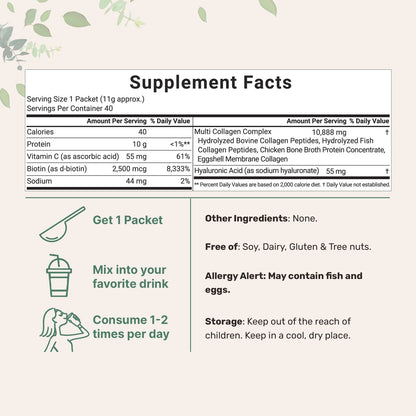 Multi Collagen Peptides Powder | 1 lb Unflavored Grass-Fed