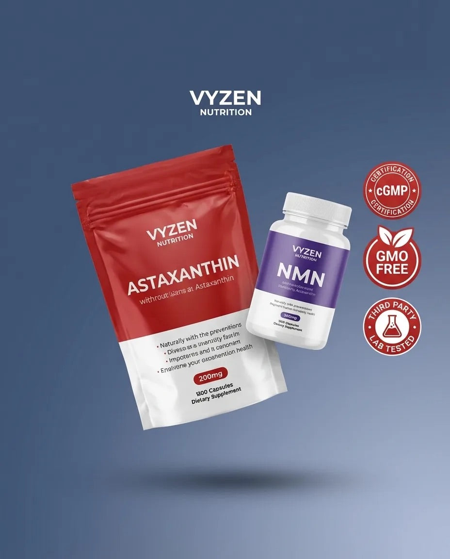 VYZEN Anti-Aging Bundle: Astaxanthin 12mg + NMN 1000mg